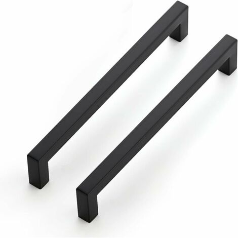 Ahlsen – Lot de 10 poignées de meuble noires 192 mm – Acier inoxydable résistant à la rouille – Vis incluses pour installation flexible – Pour cuisines et tiroirs (1/5)