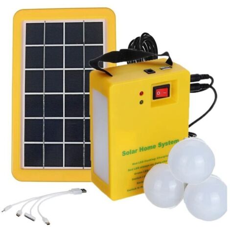 Lampes solaires 3 ampoules LED Kit de générateur d'énergie solaire de camping avec batterie (1/5)