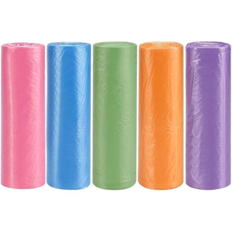 Petits sacs poubelles 4 gallons, sacs poubelles de salle de bain, petits sacs poubelles pour petite poubelle de bureau de salle de bain, 5 rouleaux (150 unités) (couleur) (1/5)