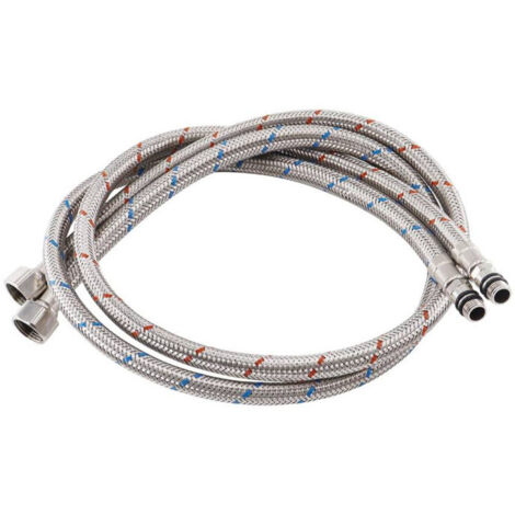 Ouylaf – Raccordement flexible inox 100cm – Connexion mitigeur pour eau chaude et froide – Pression 10 bars – Débit 28 L/min