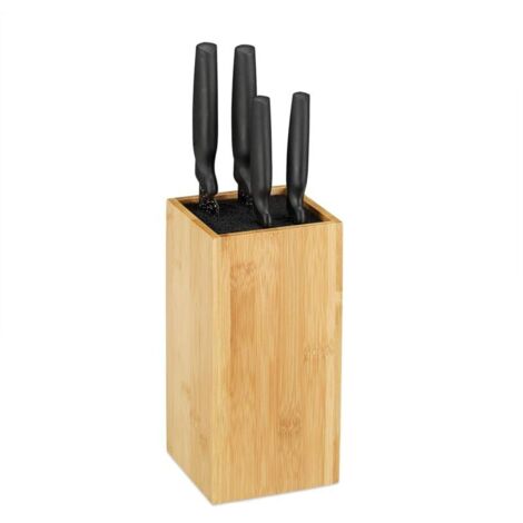Rangement pour couteaux en bambou, non garni, avec insert en tige plastique, universel, 24,6 x 11 x 11 cm, nature (1/5)