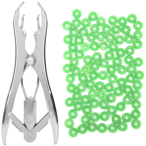 Jeffergarden Pince de castration de porcs avec 100pcs anneaux de castrateur dispositif d'amarrage de queue outil vétérinaire pour le bétail de ferme (1/5)