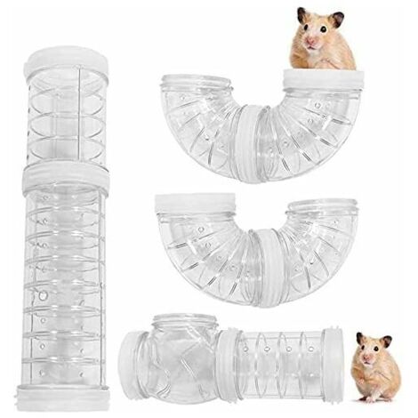 8 pcs Jouet de tunnel de tube de hamster de 5.5 cm de diamètre, jouet de tunnel de connexion de hamster-Transparent