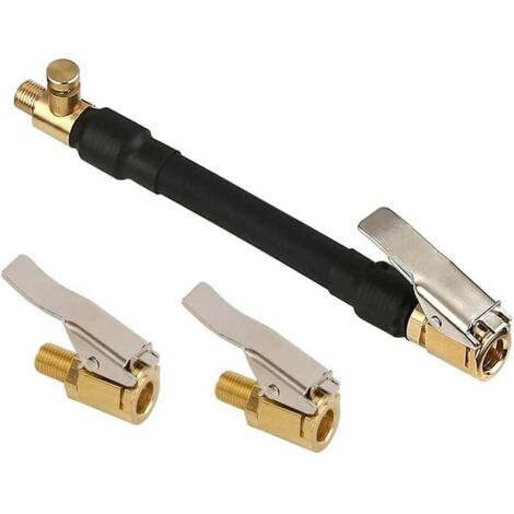 Adaptateur de Valve de Pneu de Voiture, Tuyau Pompe Gonflage Pneu avec 2 Embout de Gonflage Laiton, Raccord de Valve de Gonflage pour Voiture, Vélo, Moto-Devenirriche (1/5)