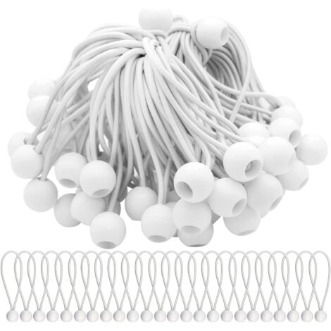 Lot de 50 tendeurs élastiques 10cm – Caoutchouc blanc résistant aux intempéries – Pour bâches, tentes, auvents – Fixation sécurisée – Bearsu