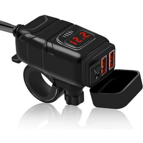 Chargeur USB Moto QC3.0 avec Adaptateur SAE, Voltmètre Étanche IP65 et Protection de Charge pour Téléphone/Tablette/GPS/Caméra DC12V