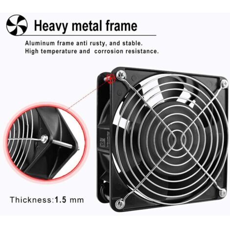 Ventilateur axial pour conduit de cheminée, à brancher, pales métalliques haute température, silencieux, universel, 120 x 120 x 38 mm (1/5)