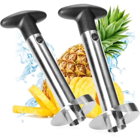 2x coupe-ananas 3 en 1 - épluche-ananas en acier inoxydable, va au lave-vaisselle - vide-ananas - vide-ananas avec lame tranchante (2 pièces - coupe d'ananas)