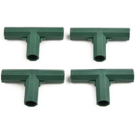Lot de 4 connecteurs de joints de cadre en plastique pour auvent de jardin, grimpe, plantes compatibles avec les supports de serre de 16 mm (T 3 voies)