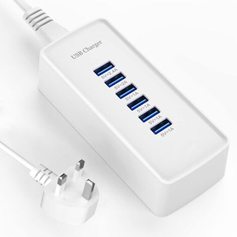 Chargeur Rapide USB, Station de Charge Portable 6 Ports pour Divers appareils, Compatible avec Les chargeurs USB pour iphone ipad, Samsung, Google, xiaomi, Huawei, etc.
