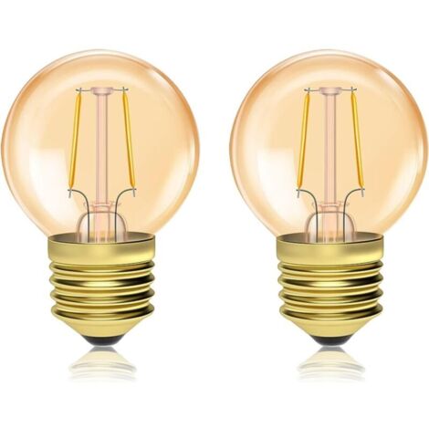 Lot de 2 ampoules LED G40 vintage en forme de balle de golf E27 1,5 W 220V Blanc chaud 2200 K Ambre 2 W équivalent à 20 W [Classe énergétique A] (1/5)