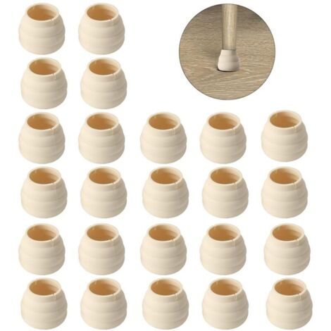 Lot de 24 Protection Pied de Chaise Silicone Protege Pied de Chaise Ronde 30-42 mm Patins, Anti-Rayures-Réduit Le Bruit, pour Sols en Bois Dur et Carrelage, Blanc