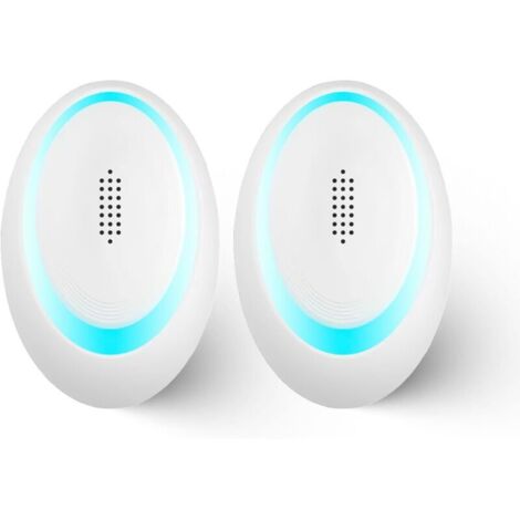 Lot de 2 répulsifs à ultrasons - Répulsif électronique à brancher - Répulsif anti-moustiques d'intérieur puissant - Idéal pour les insectes, moustiques, cafards, mouches, fourmis (blanc)