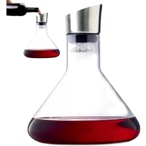 Decanteur Aérateur À Vin Avec Filtre, 1500 Ml Carafe À Vin Rouge En Verre Transparent Avec Couvercle, Carafe À Vin Rouge Avec Aérateur Intégré (1/5)