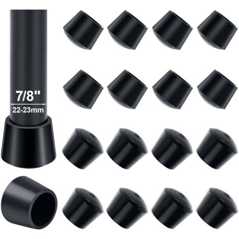 16 Pcs Embout Chaise, 22-23 mm Pied de Chaise Caoutchouc Bouchon Pied de Chaise Protégez Le Sol du Bruit Et des Rayures, Diamètre Intérieur 22mm, Noir