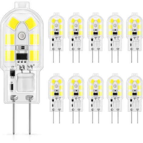 Ampoule G4 LED 12V, 3W, Blanc froid 6000K, 160lm, G4 LED ampoule d'éclairage, Parfait pour hotte de cuisine et lustre, Non dimmable, 10 Pièces [Classe énergétique F]