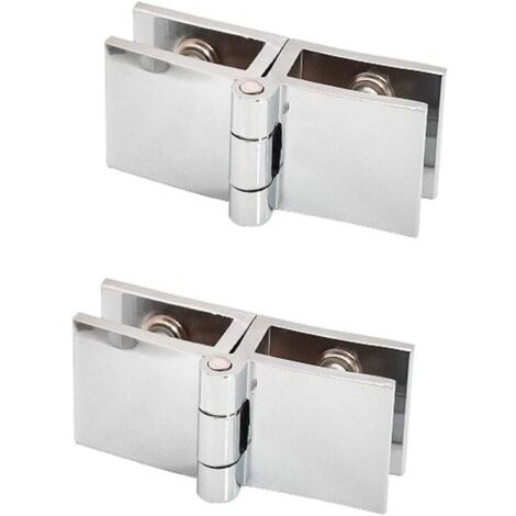 2 PCS 180 degrés clip de porte en verre charnière sans perçage pour épaisseur de verre 5mm - 8mm (1/5)