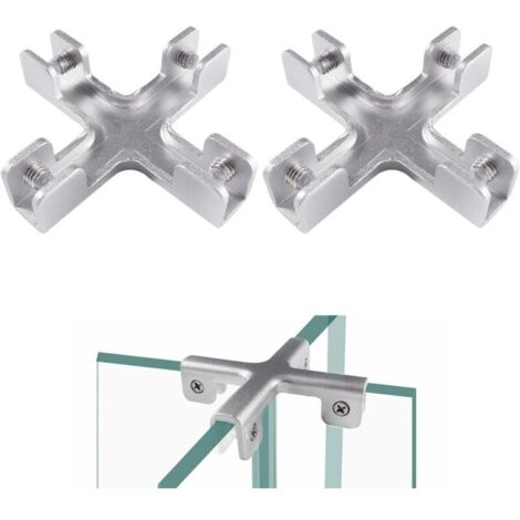 2 Pièces 11.5mm Pince à Verre, Clips a Verre en Alliage D'aluminium, Supports de Serrage Réglables pour Verre, Clip de Fixation du Verre, pour Verre de 8-10 mm D'épaisseur, Forme de Croix (1/5)
