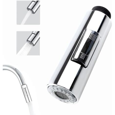 Douchette Robinet Cuisine, 2 Modes Embout Robinet Cuisine Remplacement Extractible Amovible, Tête de Pulvérisation de Robinet D'évier de Cuisine Pommeau de Douche de Rechange Universel G1/2"