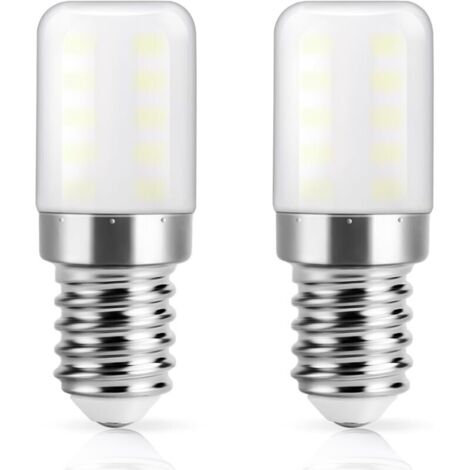 Ampoule LED réfrigérateur E14, Blanc froid 6000K, 3W remplace l'ampoule halogène 30W pour réfrigérateur, 300lm, Petit culot à vis lampe LED pour frigo, hotte,2 Unité [Classe énergétique F]