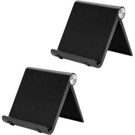 2 Support de Téléphone Portable Premium, Porte Smartphone Pliable et Reglable pour Table, Bureau, Compatible avec iPhone, Samsung, Xiaomi, Huawei etc.
