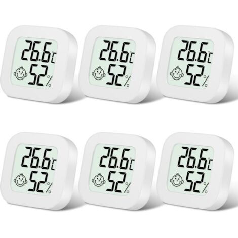 Thermomètre Hygrometre Intérieur, 6PCS Mini Thermomètre Hygromètre Intérieur Digital à Haute Précision, Moniteur de Température Humidimètre Indicateur du Niveau Confort pour Maison, Bureau