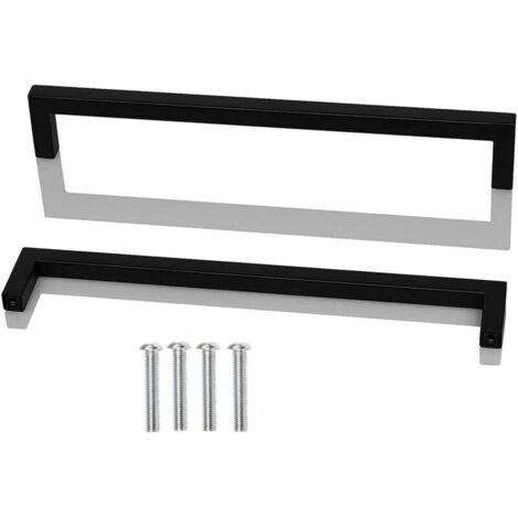 2pcs Poignee de Meuble Cuisine Noir, Acier Inox Poignées Meubles Carrée Entraxe 256 mm, pour Commode Salle de Bain, Tiroirs, Armoires, Placard, avec des vis