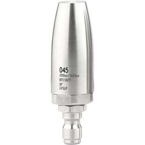 Buse turbo de nettoyeur haute pression en acier inoxydable, embout rotatif à 360° avec connexion rapide 1/4, pour jardin, allée, voiture, terrasse (045)