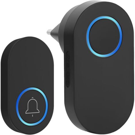 Sonnette sans Fil Exterieur Etanche 300 Mètre, Carillon sans-Fil avec Récepteurs Ip44 étanche avec Pile 60 Mélodies au 4 Niveaux Volumes Mini Sonnette de Porte pour Maison Bureau Hôtel