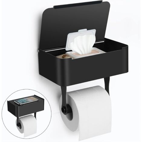 Porte-papier hygiénique mural en acier inoxydable – Etagère de rangement pour lingettes – Installation adhésive ou à vis – Résistant à la corrosion - SUS304