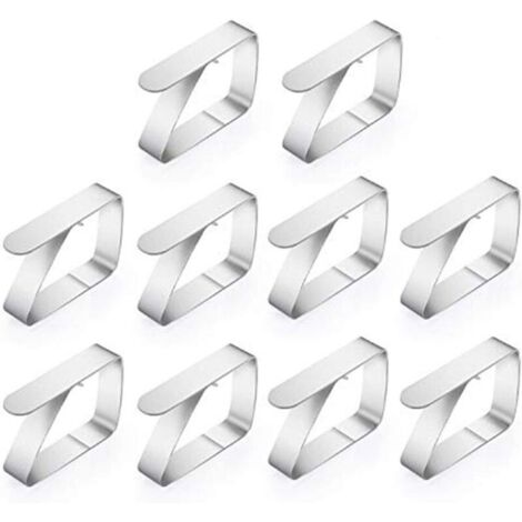 Lot de 10 pinces à nappes inox, accroche nappes gourmandes, pinces à nappes, pinces à nappes (1,5 mm) inox (dimensions : 6,5 x 1,5 x 5 cm) (1/5)