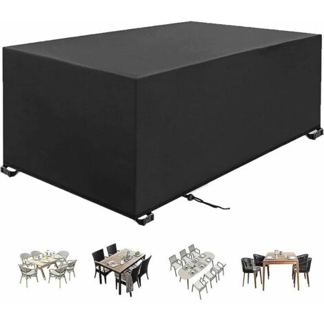 Housse de table de jardin 230x120x75cm – Tissu Oxford 420D résistant aux intempéries – Ajustement sécurisé avec cordon de serrage - NOIR 420 D