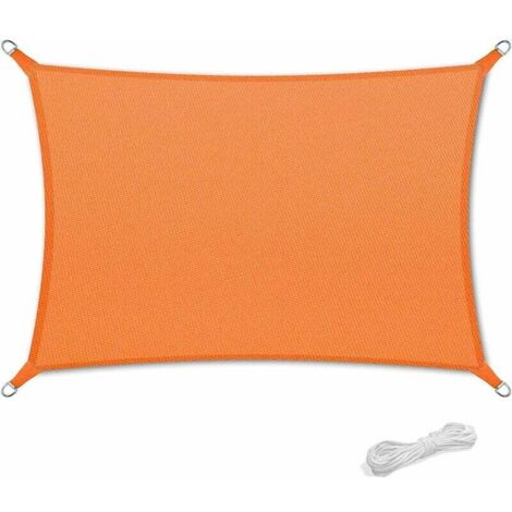 Voile d'ombrage 2x4m Auvent Résistante aux Imperméable pour Patio & Terrasse Jardin de Protection Solaire 90% Une Protection des Rayons UV avec Corde Libre Rectangulaire Orange (1/5)