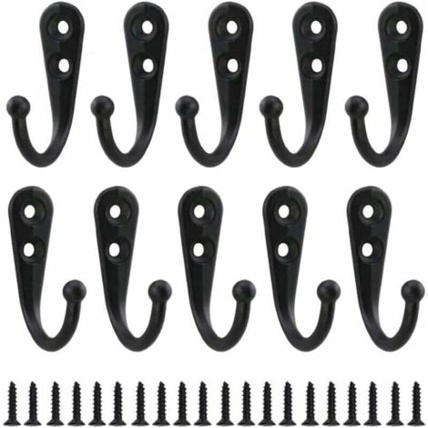 10pcs Rétro Crochet de Manteau Métal Noir Patère Murale à Visser Individuelle Patère Porte Manteau Vintage Murale pour Peignoir Maison Etagères Tiroirs Casiers Salle de Bain avec 20 Vis (1/5)