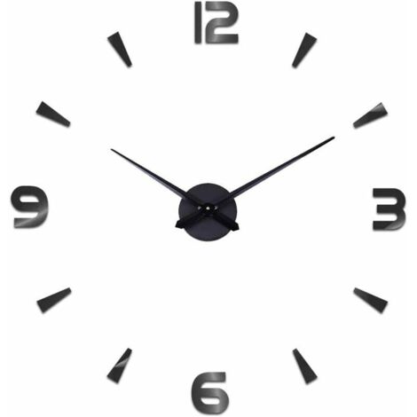 Horloge murale silencieuse moderne à monter soi-même autocollant 3D pour décoration d'hôtel de bureau de restaurant à la maison (noir) (1/5)