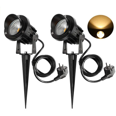 Spot LED Extérieur 9W avec Piquet 3000K-3300k 900LM Éclairage Extérieur LED à Piquer Lampe Jardin étanche IP65 Blanc Chaud Lot de 2