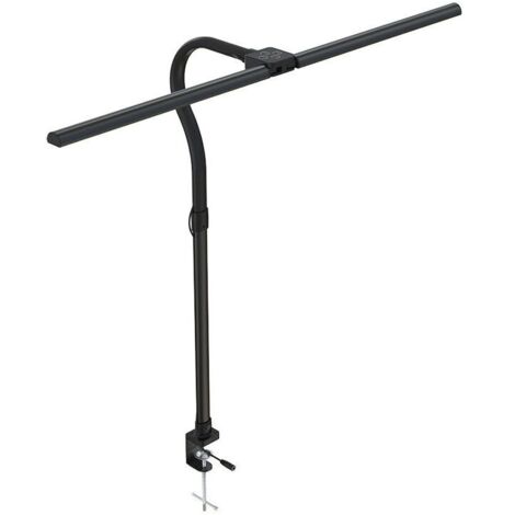 Lampe de bureau LED avec clip double extrémité, réglable à 360°, 5 niveaux de réglage, Protection des yeux, USB, Puissance 24W, Matériel PC, Noir