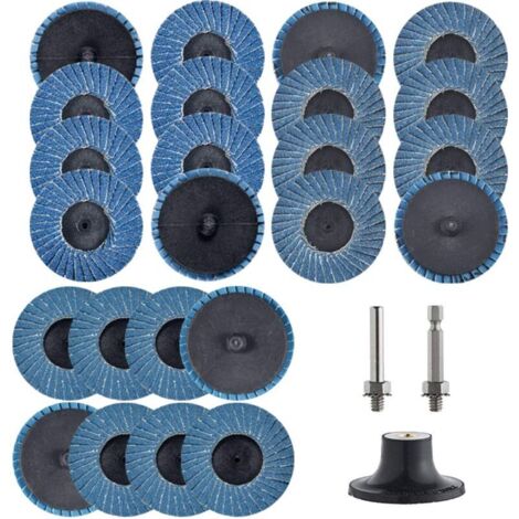 Disques à bascule Roll-Lock de 2 po, 24 pièces, avec support de 1/4 po, accessoire pour machine à perforer, meules plates Zircon T27 36/60/80 pour la préparation de surface (1/5)