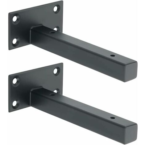 Équerre Étagère Industrielle Support Étagère à Fixation Murale en Acier Inoxydable Équerre Métale pour Planche Flottante Support Dissimulé Noir Mat, 2Pcs, EJT150B-2P (1/5)