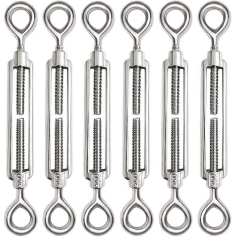 6 Pièces Tendeur Cable M6 Tendeur Cable Inox 304 Réglable Oeil de Ridoir et Oeil pour Tendeur de Fil Cable Acier Corde Crochet Tendeur Accessoires (1/5)