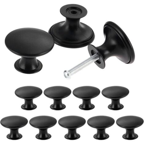 Boutons de placard vintage chic, Poignées de placard de cuisine de style antique, Boutons de porte de meubles ronds,Noir(12pcs) (1/5)