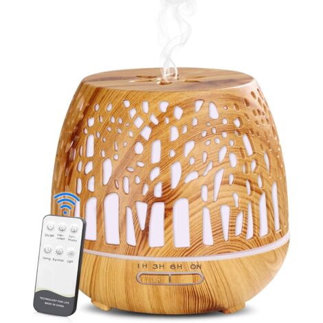 Jusch – Diffuseur d'huiles essentielles 400ml – Humidificateur ultrasonique sans BPA – Lumière LED à couleurs variables – Pour pièces jusqu'à 40m²
