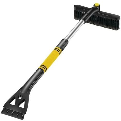 Balai à neige rétractable 3 en 1, PVC, pivotant, amovible, 64-80 cm, noir/jaune