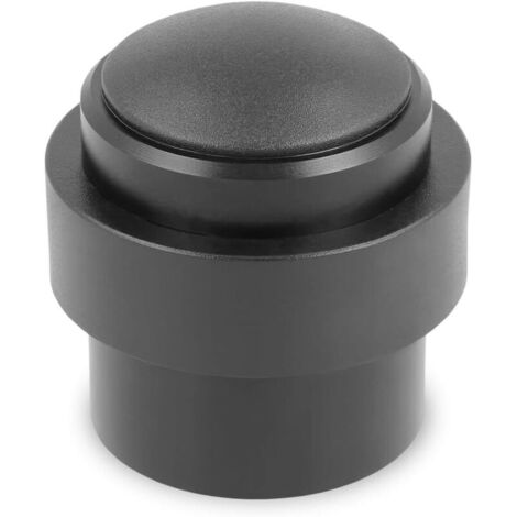 Butée de porte intérieure - 60 mm de hauteur - fixation par vis - vis à bois incluses - avec patin en caoutchouc antidérapant (noir)