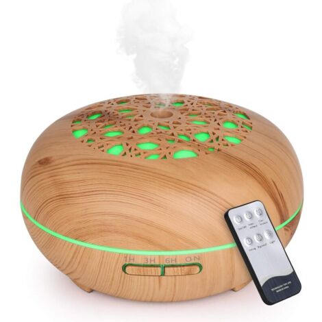 Jusch – Diffuseur d'huiles essentielles 550ML – Humidificateur électrique à grain de bois – 3 réglages de minuterie – Brume froide silencieuse