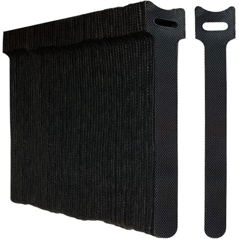 Lot de 100 Noir Attaches de Câble Sangle Réutilisable Scratch Serre Câble Bande avec Crochet et Boucle pour la Gestion des Câbles Organisation (1/5)
