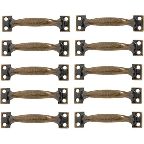 Ensemble de 10 poignées de porte cintrées vintage, poignées de porte en bois peint antique (200mm, vert bronze) (1/5)