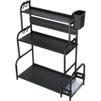 Kitchen Under Sink Shelf Under Sink Storage Cupboard Under Sink Organizer with Drawers for Kitchen Bathroom 29 x 38 x 49 cm (Black)