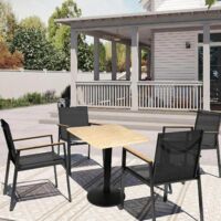 Dining Table Dining Dining Restaurant Home Interior MDF Bistro/Cafe/Bar/Kitchen Table Wood Board + Iron Legs, 60 x 60 x 72 cm (A)