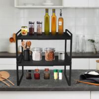 3-Tier Fruit Stand, Ceramic Fruit Basket with Sturdy Wooden Stand, Serving Trays for Cakes, Fruits, Desserts, Fruit Cup Decoration - 14 x 22.5 x 32 cm - White